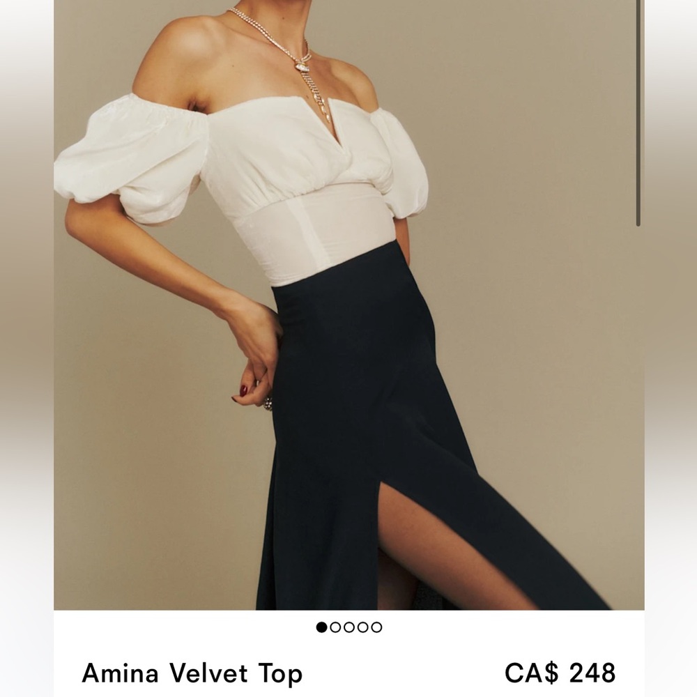 Reformation Amina Velvet Top Fior Di Latte - Size 6